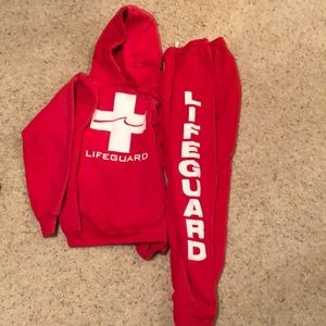 Red Lifeguard sweatsuit, in great condition 😊